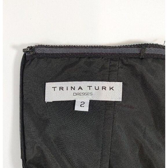 Trina Turk Strapless Dress 2 Black Floral Puff Tulle Laser Cut Whimsigoth Hoco - Picture 3 of 16